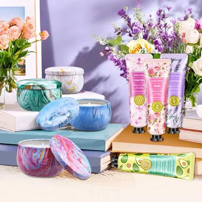 Geschenkkörbe für Frauen: Einzigartige Kerzen & Handcreme-Geschenkset, Geschenke für Mama, Lehrerin, Entspannendes Spa-Weihnachtsgeschenkset, Geburtstagsgeschenk für Ehefrau, Kollegin, Freundin, Krankenschwester