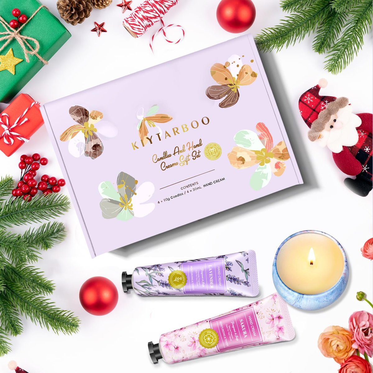 Geschenkkörbe für Frauen: Einzigartige Kerzen & Handcreme-Geschenkset, Geschenke für Mama, Lehrerin, Entspannendes Spa-Weihnachtsgeschenkset, Geburtstagsgeschenk für Ehefrau, Kollegin, Freundin, Krankenschwester
