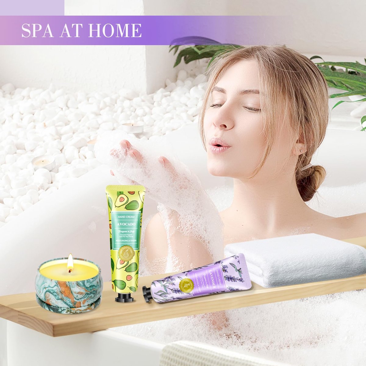 Geschenkkörbe für Frauen: Einzigartige Kerzen & Handcreme-Geschenkset, Geschenke für Mama, Lehrerin, Entspannendes Spa-Weihnachtsgeschenkset, Geburtstagsgeschenk für Ehefrau, Kollegin, Freundin, Krankenschwester