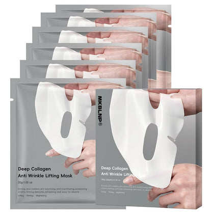 MKBLNP Kollagen-Gesichtsmaske – Hydratisierende Overnight-Collagen-Maske (6 Stück/1 Box) – Tiefenwirksame Anti-Falten-Lifting-Maske mit reinen Kollagenfilmen für verbesserte Elastizität, Festigkeit und Feuchtigkeitsversorgung