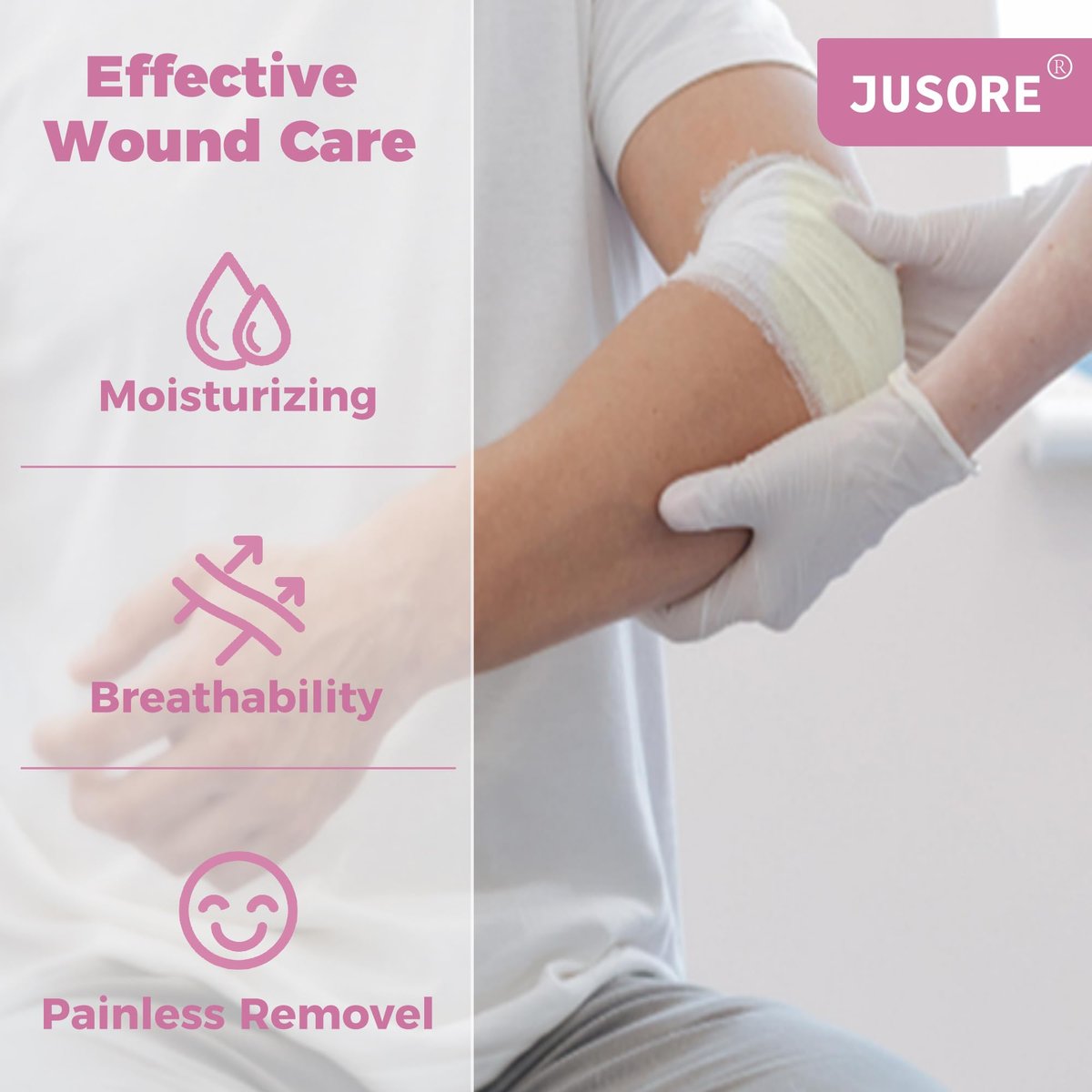 JUSORE Xeroform Petrolatum Verband 4"x4" - 25 einzeln verpackte, nicht haftende Gaze-Pads für Wundversorgung, Verbrennungen, Hauttransplantationen und chirurgische Einschnitte