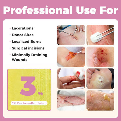 JUSORE Xeroform Petrolatum Verband 4"x4" - 25 einzeln verpackte, nicht haftende Gaze-Pads für Wundversorgung, Verbrennungen, Hauttransplantationen und chirurgische Einschnitte