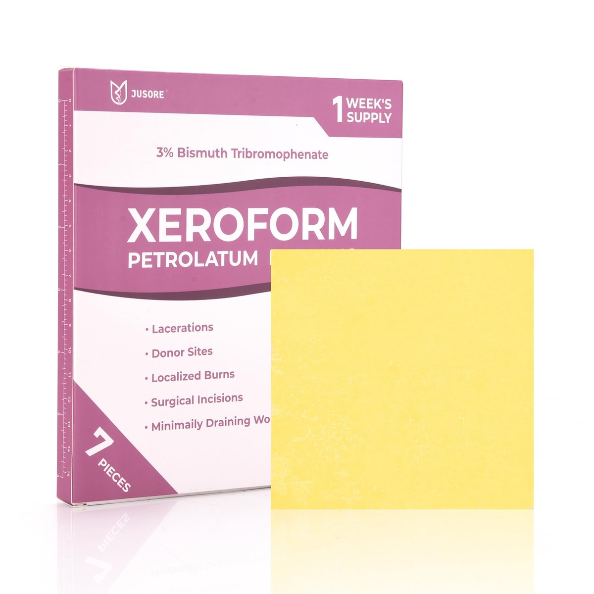 Xeroform Petrolatum Verband 4"x4" Gaze – FSA-HSA geeignet, nicht klebende Gaze-Pads, medizinisches feines Netzpflaster für Wundversorgung, Verbrennungen, Schürfwunden, Hauttransplantate und chirurgische Schnitte, 7 Einzelpackungen