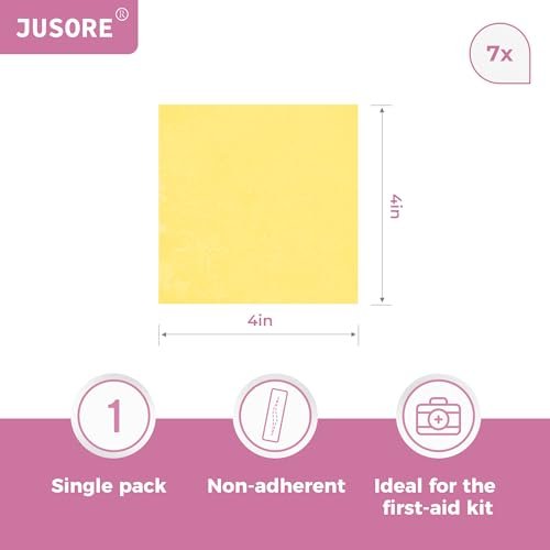 Xeroform Petrolatum Verband 4"x4" Gaze – FSA-HSA geeignet, nicht klebende Gaze-Pads, medizinisches feines Netzpflaster für Wundversorgung, Verbrennungen, Schürfwunden, Hauttransplantate und chirurgische Schnitte, 7 Einzelpackungen