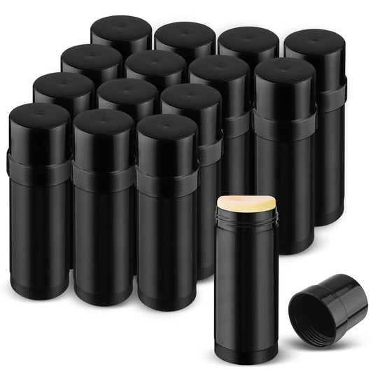 15 Stück leere runde Deodorant-Behälter aus Kunststoff, 60 ml, nachfüllbar, für selbstgemachtes Deodorant, Rasierseife, Lippenbalsam, feste Lotion - Schwarz
