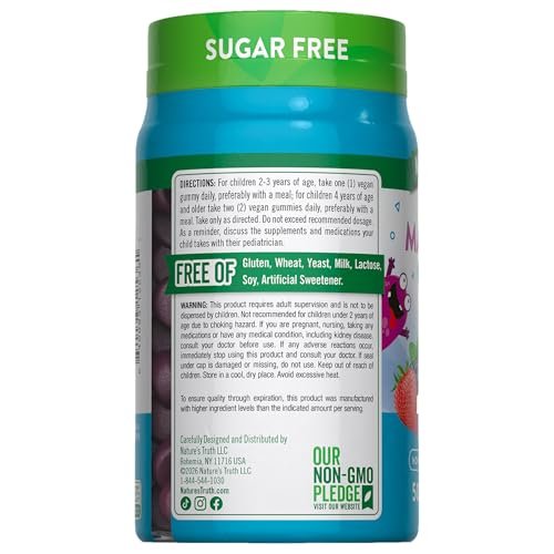 Nature's Truth Magnesium Gummis für Kinder | Glycinat & Citrat | 50 Stück | Mischbeeren-Geschmack | Vegan, Nicht-GVO & Glutenfrei