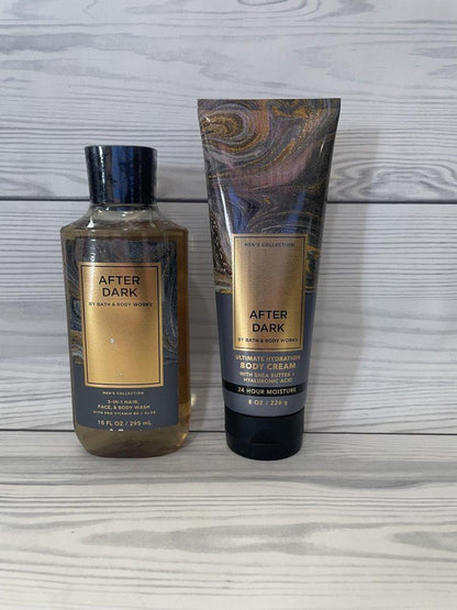 Bath & Body Works After Dark Herren 3-in-1 Haar-, Gesichts- & Körperwäsche und Body Cream 2-teiliges Set
