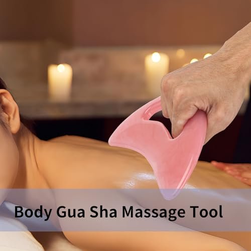 FDKJEJC Körper-Gua-Sha-Werkzeug aus Naturharz – Große Zellulite-Massage für Rücken, Beine und Gesicht – Lymphdrainage-Tool zur Körperformung (Pink)