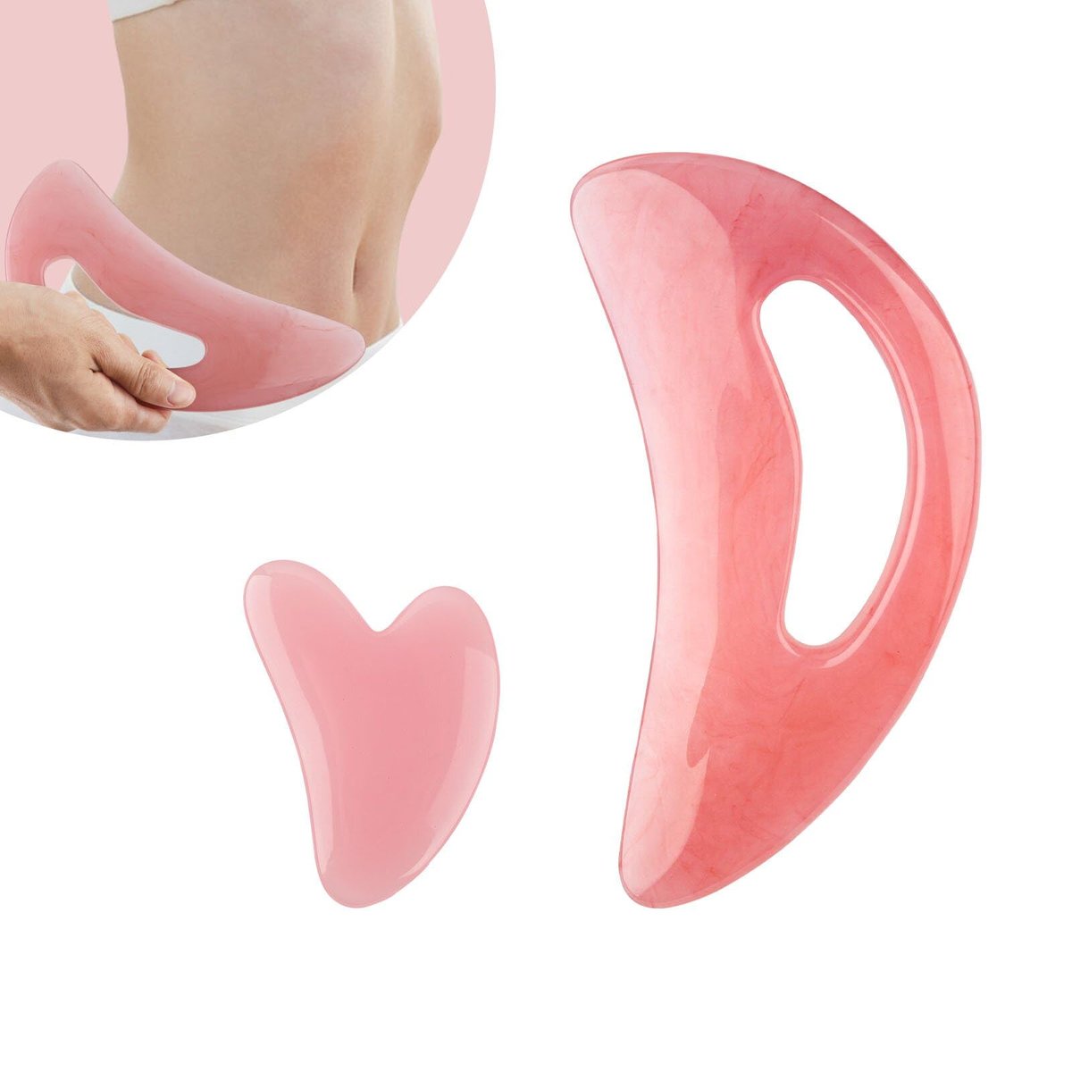 FDKJEJC Körper-Gua-Sha-Werkzeug aus Naturharz – Große Zellulite-Massage für Rücken, Beine und Gesicht – Lymphdrainage-Tool zur Körperformung (Pink)