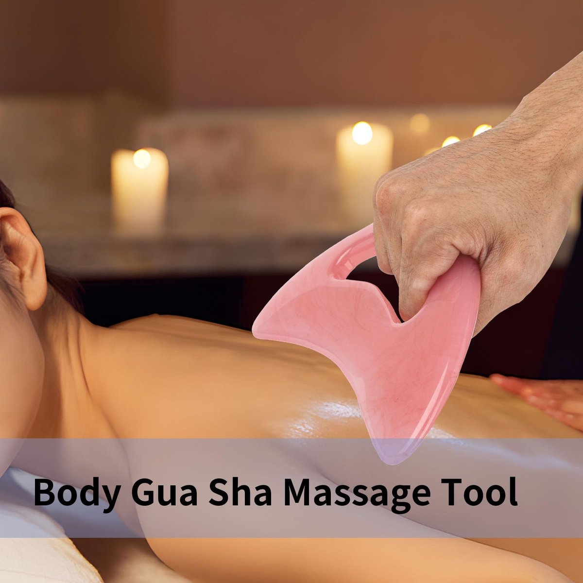 FDKJEJC Körper-Gua-Sha-Werkzeug aus Naturharz – Große Zellulite-Massage für Rücken, Beine und Gesicht – Lymphdrainage-Tool zur Körperformung (Pink)