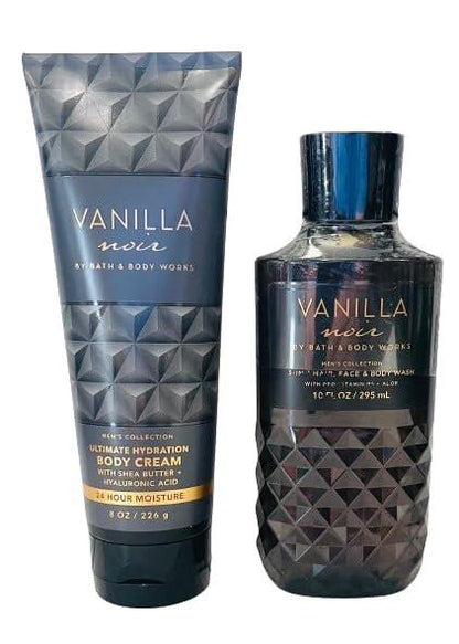 Bath & Body Works Vanilla Noir Herren 3-in-1 Haar-, Gesichts- & Körperwäsche und Body Cream 2er Set