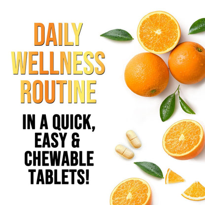 Vitamin C 1000mg pro Portion - Extra starke tägliche Immununterstützung mit Hagebutten - Zuckerfreie Kautabletten mit leckerem Orangenaroma - Antioxidans- und Kollagenunterstützung - In den USA abgefüllt - 60 Tabletten