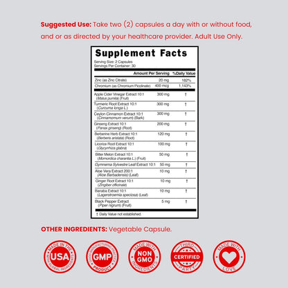 GLP-1 Supplement 14-in-1 Formel – mit Berberin, ACV, Chrom, Ceylon-Zimt, Kurkuma & mehr – unterstützt Darmgesundheit & Stoffwechsel – drittgetestet, vegan & hergestellt in USA