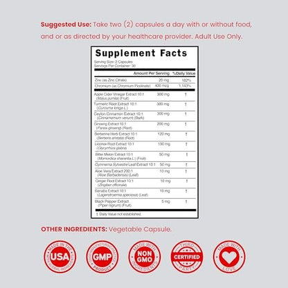 GLP-1 Supplement 14-in-1 Formel – mit Berberin, ACV, Chrom, Ceylon-Zimt, Kurkuma & mehr – unterstützt Darmgesundheit & Stoffwechsel – drittgetestet, vegan & hergestellt in USA