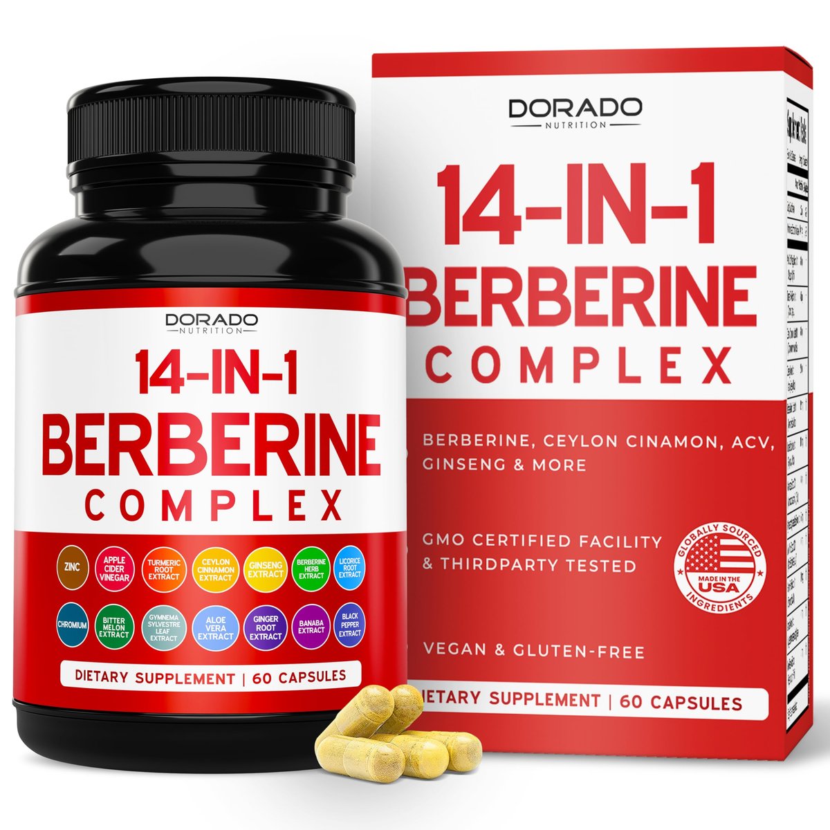 GLP-1 Supplement 14-in-1 Formel – mit Berberin, ACV, Chrom, Ceylon-Zimt, Kurkuma & mehr – unterstützt Darmgesundheit & Stoffwechsel – drittgetestet, vegan & hergestellt in USA