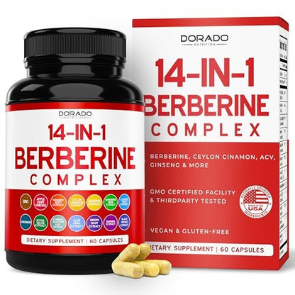 GLP-1 Supplement 14-in-1 Formel – mit Berberin, ACV, Chrom, Ceylon-Zimt, Kurkuma & mehr – unterstützt Darmgesundheit & Stoffwechsel – drittgetestet, vegan & hergestellt in USA