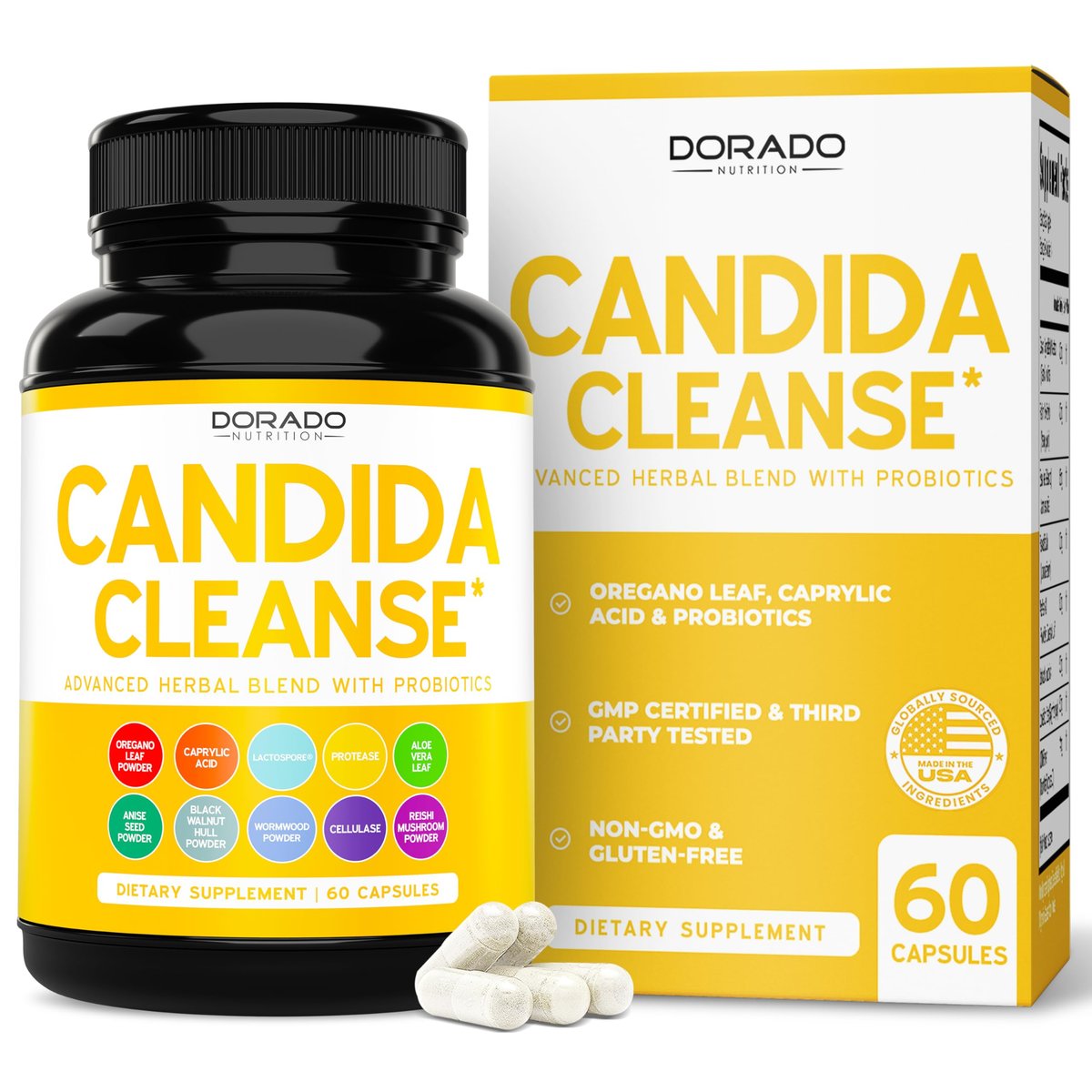 Candida Cleanse Detox (60 Kapseln) – Fortschrittliche 11-in-1 Formel zur Behandlung von Überwucherung mit Candida-Killer-Komplex für Männer und Frauen – Drittanbieter getestet – Hergestellt in den USA