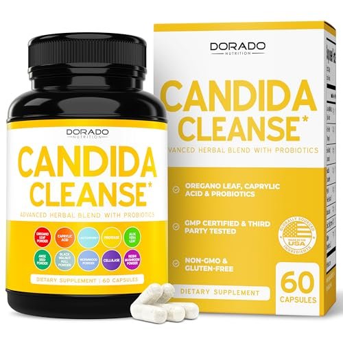 Candida Cleanse Detox (60 Kapseln) – Fortschrittliche 11-in-1 Formel zur Behandlung von Überwucherung mit Candida-Killer-Komplex für Männer und Frauen – Drittanbieter getestet – Hergestellt in den USA