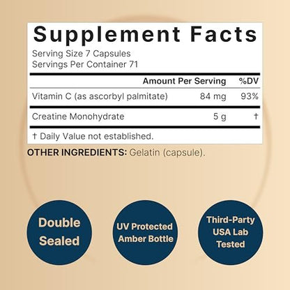 NatureBell Creatin Monohydrat Kapseln 5.000 mg pro Portion, 500 Stück | Mikronisiert, unaromatisiert | Pre-Workout & Muskelkraft Unterstützung | Leicht zu schlucken, ohne Füllstoffe | 71 Portionen