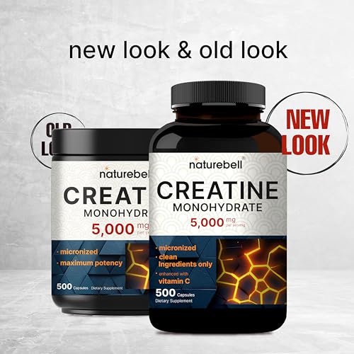 NatureBell Creatin Monohydrat Kapseln 5.000 mg pro Portion, 500 Stück | Mikronisiert, unaromatisiert | Pre-Workout & Muskelkraft Unterstützung | Leicht zu schlucken, ohne Füllstoffe | 71 Portionen