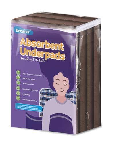 Brosive Bettschutzeinlagen waschbar wasserdicht 24x36 Zoll (4er-Pack) – Braune Inkontinenzunterlagen für Erwachsene, Kinder und Haustiere