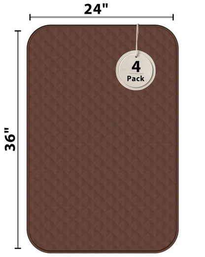 Brosive Bettschutzeinlagen waschbar wasserdicht 24x36 Zoll (4er-Pack) – Braune Inkontinenzunterlagen für Erwachsene, Kinder und Haustiere