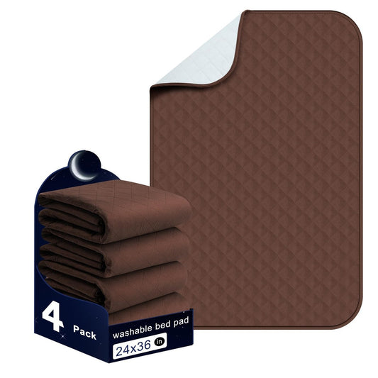 Brosive Bettschutzeinlagen waschbar wasserdicht 24x36 Zoll (4er-Pack) – Braune Inkontinenzunterlagen für Erwachsene, Kinder und Haustiere
