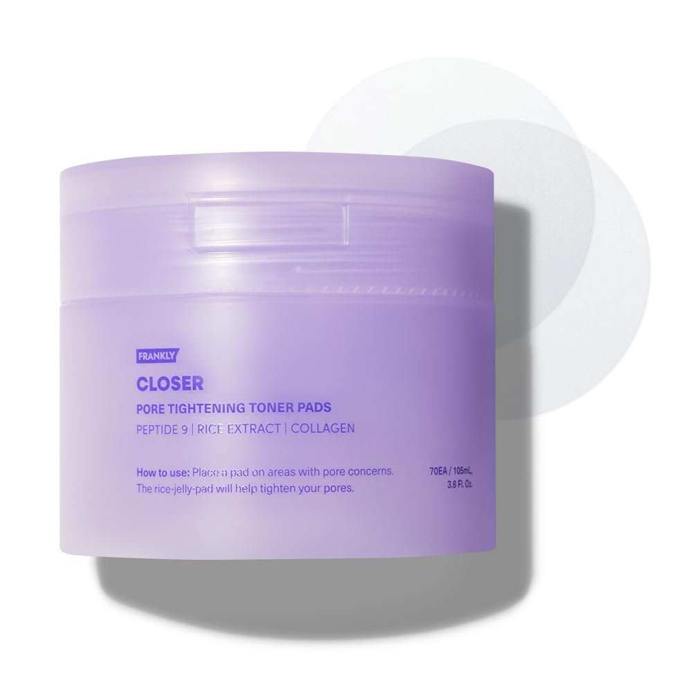 FRANKLY Pore Closer Toner Pads – Reispads mit 9 Peptiden, veganem Kollagen und Reisextrakt – Porenverfeinernd, feuchtigkeitsspendend für alle Hauttypen – Koreanische Hautpflege (70 Stück)
