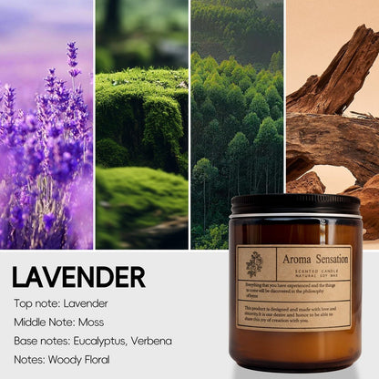 ARCASA Bio Lavendelkerzen - Ungiftige Sojakerzen für Zuhause, Stressabbau & Meditation (200g)