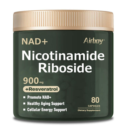 Airboy NAD+ Supplement, Liposomales Nicotinamid-Ribosid 900 mg mit Resveratrol & Quercetin, NMN Alternative, Anti-Aging, Energie, Fokus - 80 Kapseln