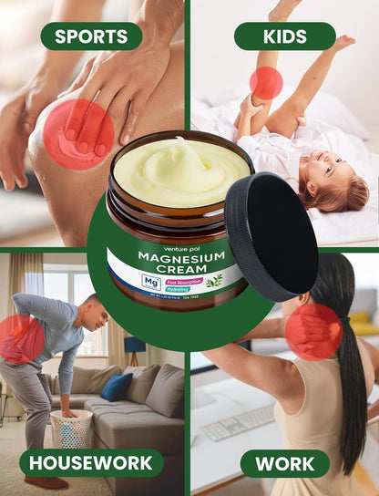 Venture Pal Topische Magnesiumcreme – Schnell einziehende Feuchtigkeitslotion mit Kokosöl, Sheabutter & Hyaluronsäure für Kinder