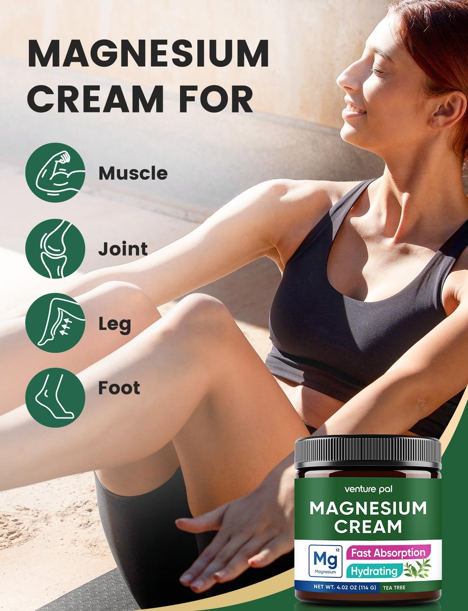 Venture Pal Topische Magnesiumcreme – Schnell einziehende Feuchtigkeitslotion mit Kokosöl, Sheabutter & Hyaluronsäure für Kinder