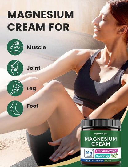 Venture Pal Topische Magnesiumcreme – Schnell einziehende Feuchtigkeitslotion mit Kokosöl, Sheabutter & Hyaluronsäure für Kinder