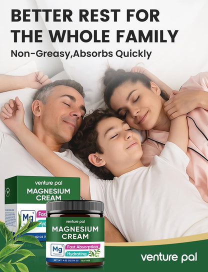 Venture Pal Topische Magnesiumcreme – Schnell einziehende Feuchtigkeitslotion mit Kokosöl, Sheabutter & Hyaluronsäure für Kinder