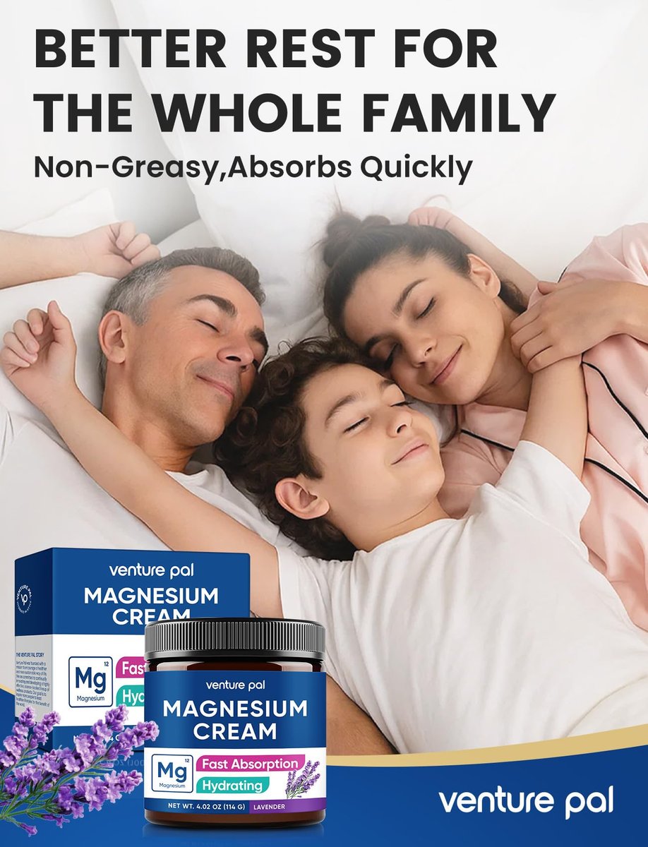 Venture Pal Topische Magnesiumcreme – Schnell einziehende Magnesium-Feuchtigkeitslotion mit Kokosöl, Sheabutter und Hyaluronsäure – Geeignet für Kinder
