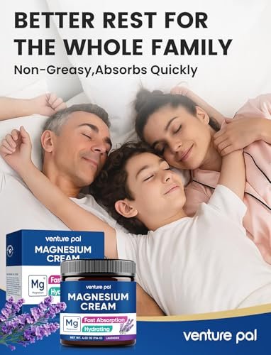 Venture Pal Topische Magnesiumcreme – Schnell einziehende Magnesium-Feuchtigkeitslotion mit Kokosöl, Sheabutter und Hyaluronsäure – Geeignet für Kinder