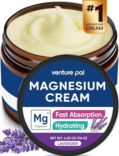 Venture Pal Topische Magnesiumcreme – Schnell einziehende Magnesium-Feuchtigkeitslotion mit Kokosöl, Sheabutter und Hyaluronsäure – Geeignet für Kinder