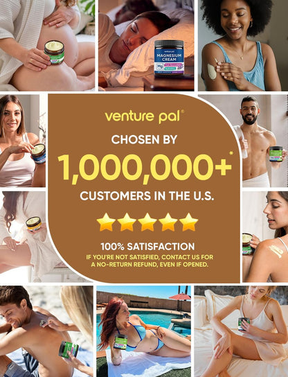 Venture Pal Topische Magnesium-Creme – Schnell einziehende Magnesium-Feuchtigkeitslotion mit Kokosöl, Sheabutter & Hyaluronsäure, geeignet für Kinder