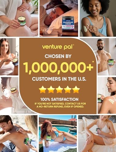 Venture Pal Topische Magnesium-Creme – Schnell einziehende Magnesium-Feuchtigkeitslotion mit Kokosöl, Sheabutter & Hyaluronsäure, geeignet für Kinder