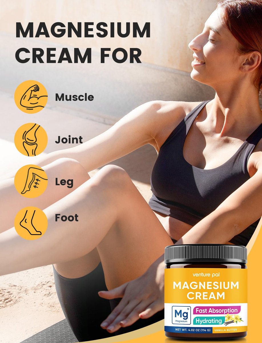 Venture Pal Topische Magnesium Creme – Schnell einziehende Feuchtigkeitslotion mit Kokosöl, Sheabutter & Hyaluronsäure – Für Kinder geeignet