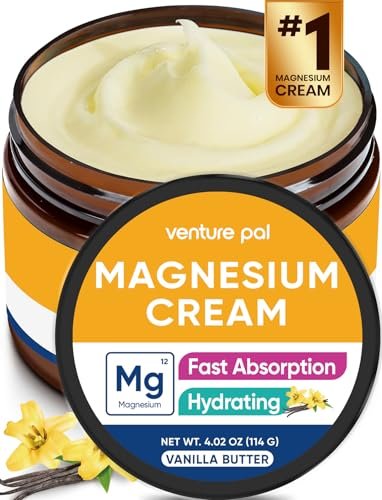 Venture Pal Topische Magnesium Creme – Schnell einziehende Feuchtigkeitslotion mit Kokosöl, Sheabutter & Hyaluronsäure – Für Kinder geeignet
