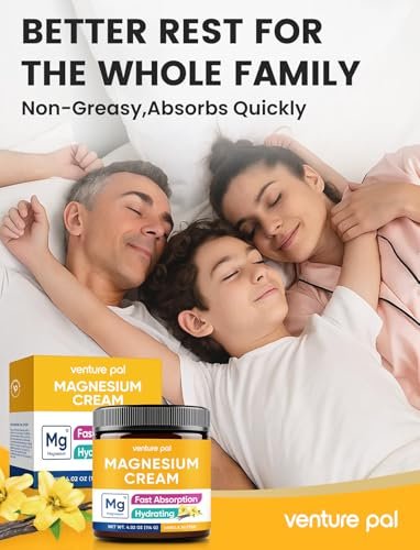 Venture Pal Topische Magnesium Creme – Schnell einziehende Feuchtigkeitslotion mit Kokosöl, Sheabutter & Hyaluronsäure – Für Kinder geeignet