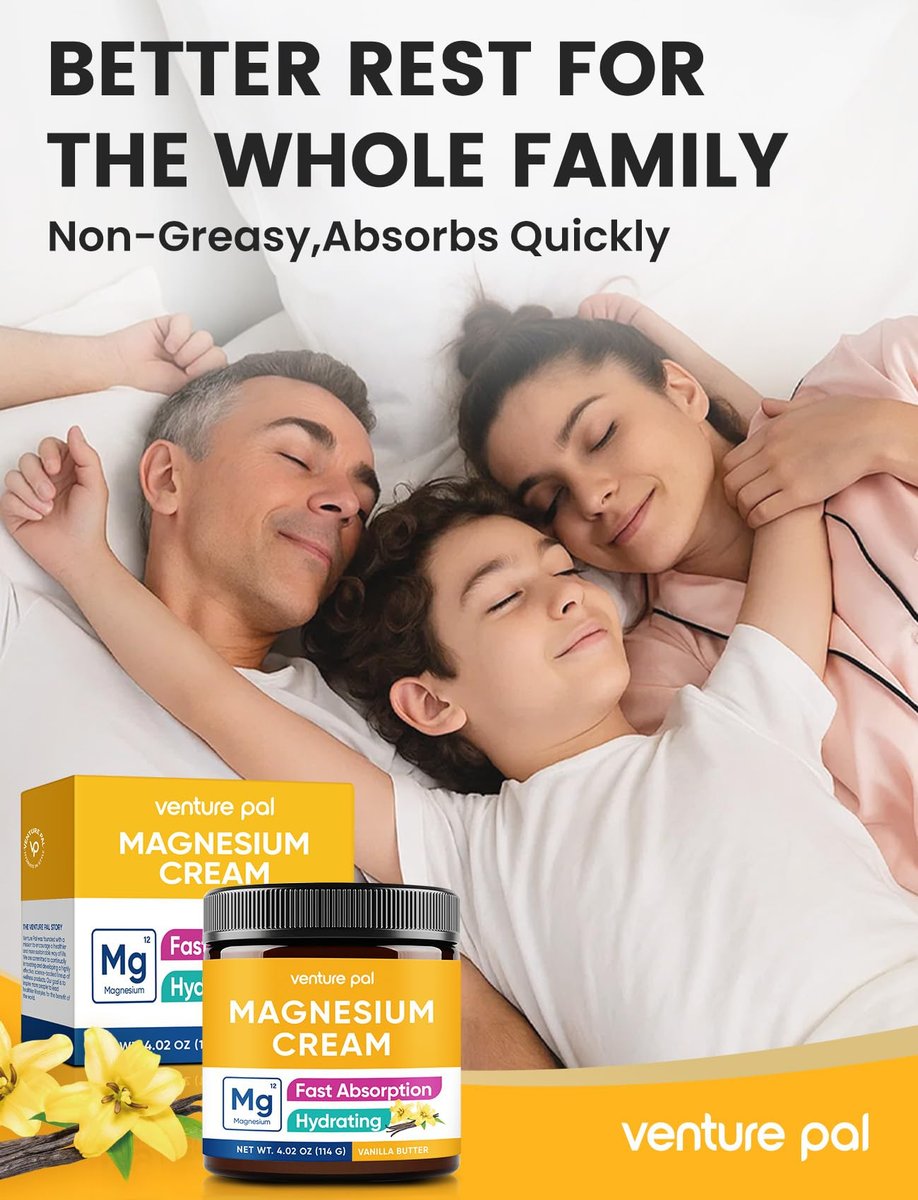 Venture Pal Topische Magnesium Creme – Schnell einziehende Feuchtigkeitslotion mit Kokosöl, Sheabutter & Hyaluronsäure – Für Kinder geeignet