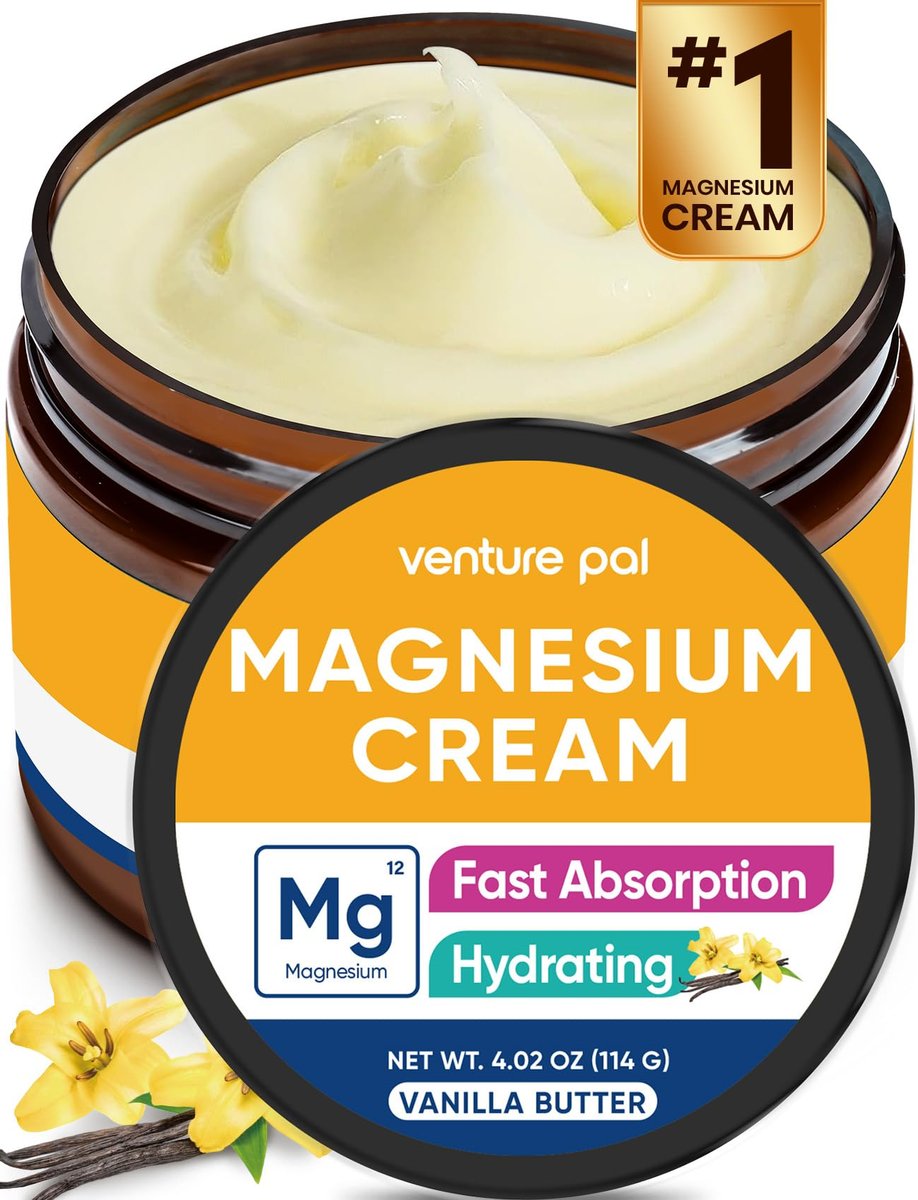 Venture Pal Topische Magnesium Creme – Schnell einziehende Feuchtigkeitslotion mit Kokosöl, Sheabutter & Hyaluronsäure – Für Kinder geeignet