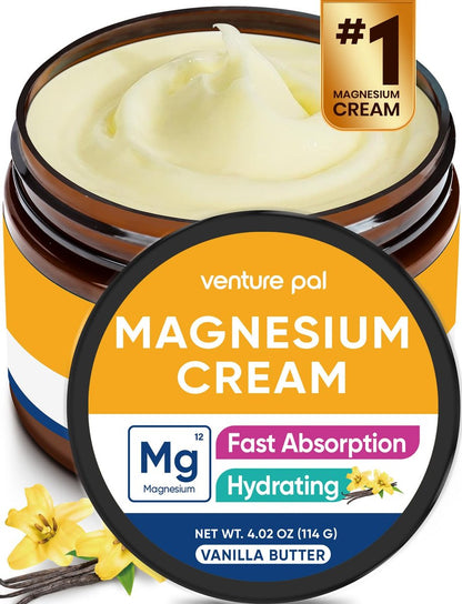 Venture Pal Topische Magnesium Creme – Schnell einziehende Feuchtigkeitslotion mit Kokosöl, Sheabutter & Hyaluronsäure – Für Kinder geeignet
