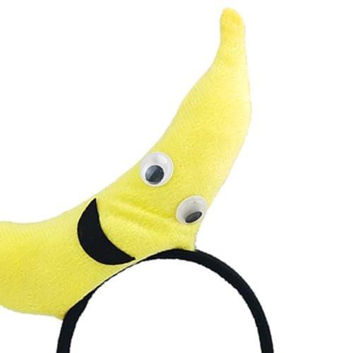 Calsgkspray Bananen-Stirnband – Gelbes Plüsch-Stirnband für Frauen, Kostüm-Accessoire für Party und Karneval