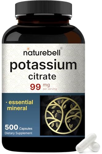 Kaliumcitrat Supplement 99 mg, 500 Kapseln | Chelatiertes Mineralpräparat – Essentieller Mineralstoff-Elektrolyt – Nicht-GVO, Glutenfrei