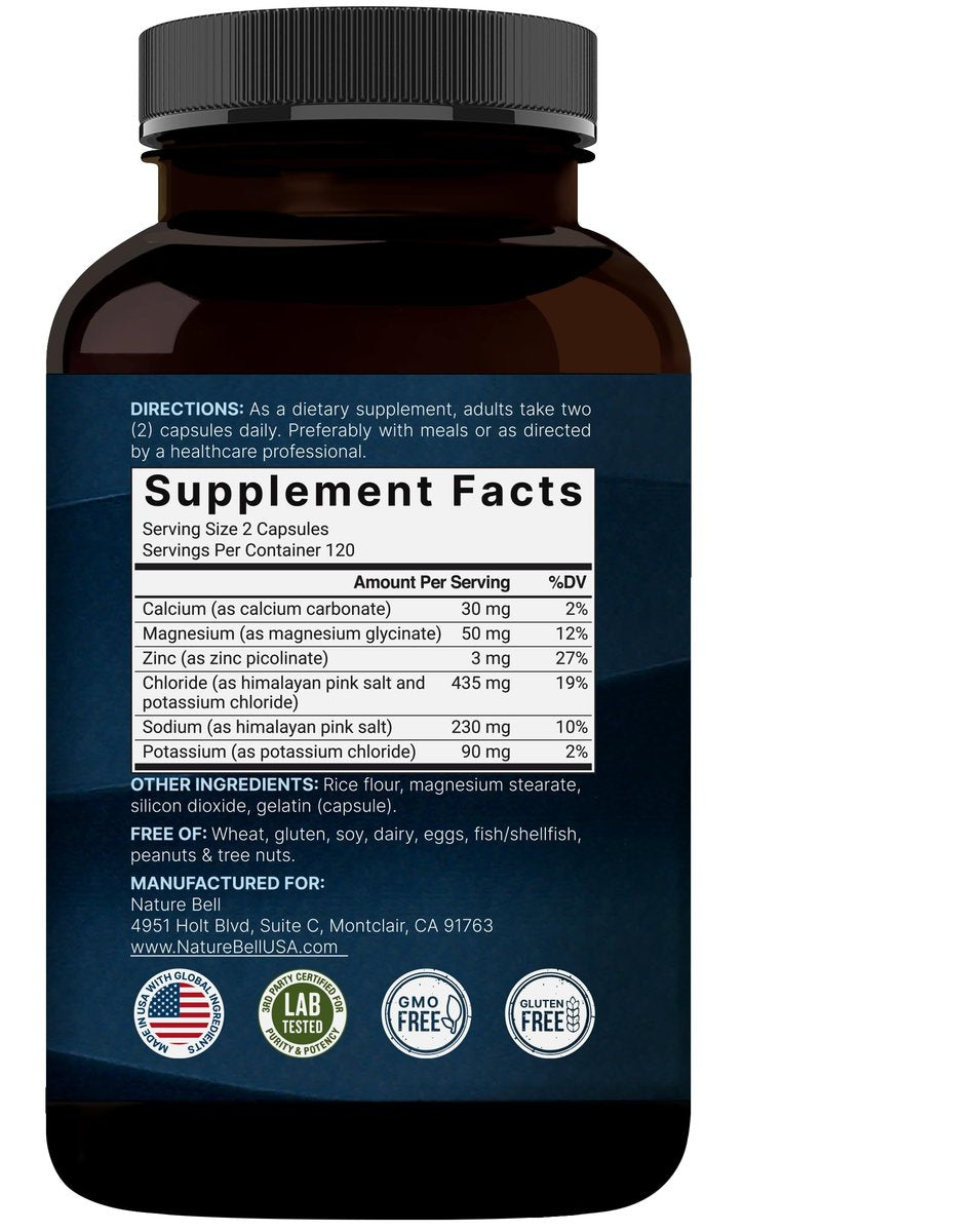 NatureBell Advanced Electrolyte Pills, 240 Kapseln – Salzpillen mit Elektrolyten für Fasten & Hydration – Hergestellt mit Himalaya-Salz, Natrium, Kalium, Magnesium & mehr – Keto, ungesüßt, zuckerfrei, nicht-GVO