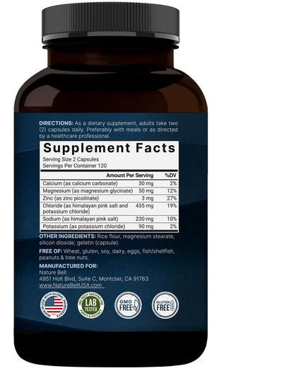 NatureBell Advanced Electrolyte Pills, 240 Kapseln – Salzpillen mit Elektrolyten für Fasten & Hydration – Hergestellt mit Himalaya-Salz, Natrium, Kalium, Magnesium & mehr – Keto, ungesüßt, zuckerfrei, nicht-GVO