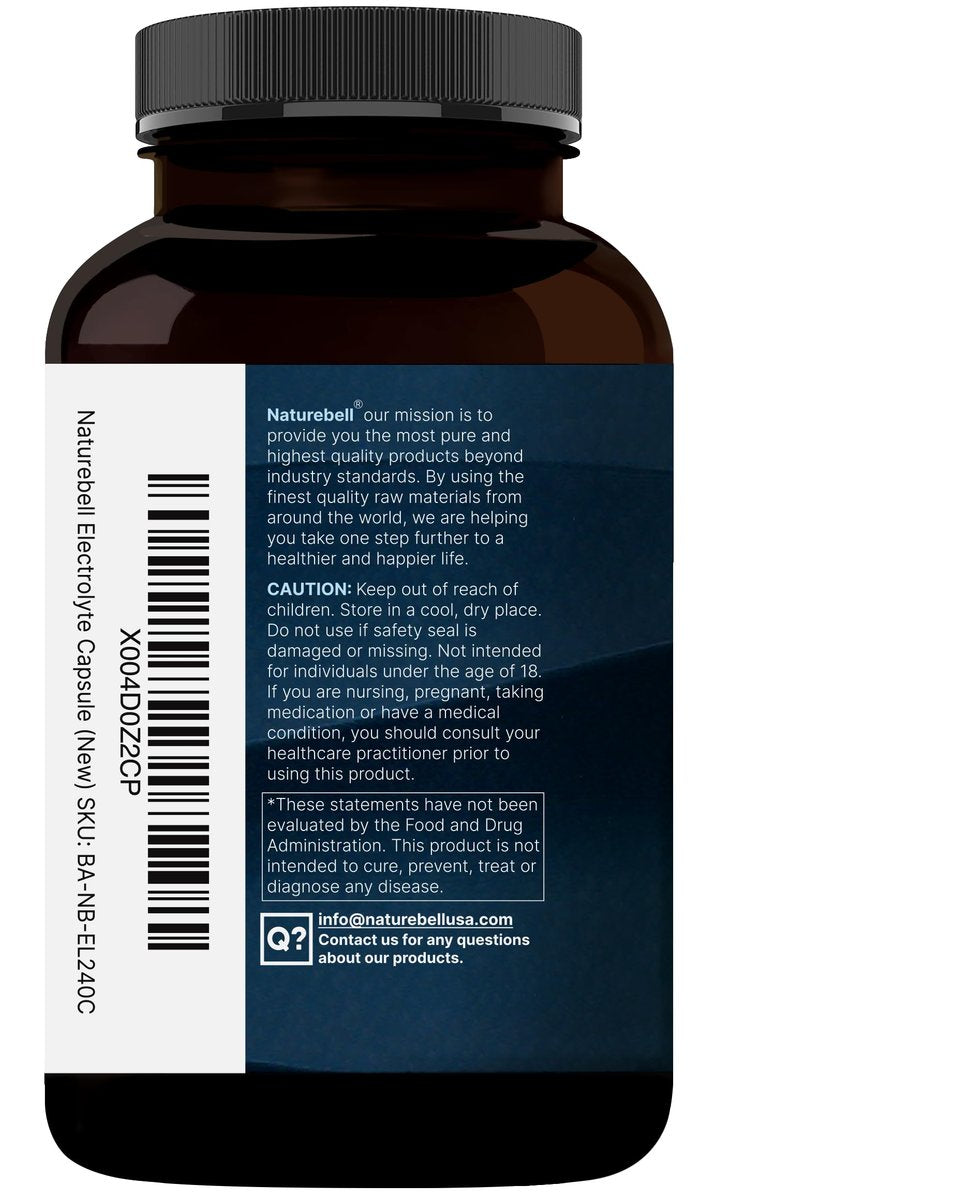 NatureBell Advanced Electrolyte Pills, 240 Kapseln – Salzpillen mit Elektrolyten für Fasten & Hydration – Hergestellt mit Himalaya-Salz, Natrium, Kalium, Magnesium & mehr – Keto, ungesüßt, zuckerfrei, nicht-GVO